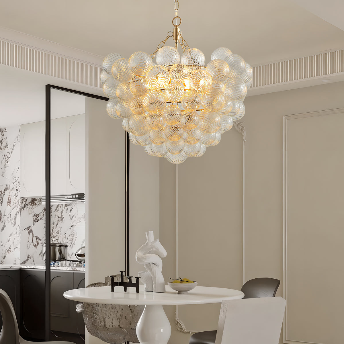Luxury Modern Glass Bubble Chandelier – Gold Globe Ceiling Light