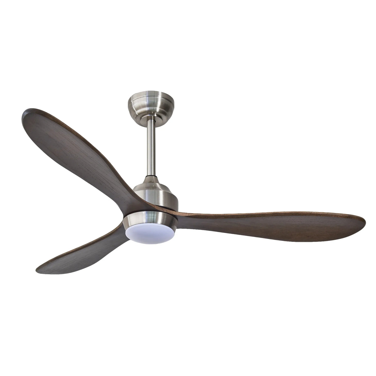 52 Inch 3-Blade Nickel Wood Ceiling Fan with LED Light and Remote