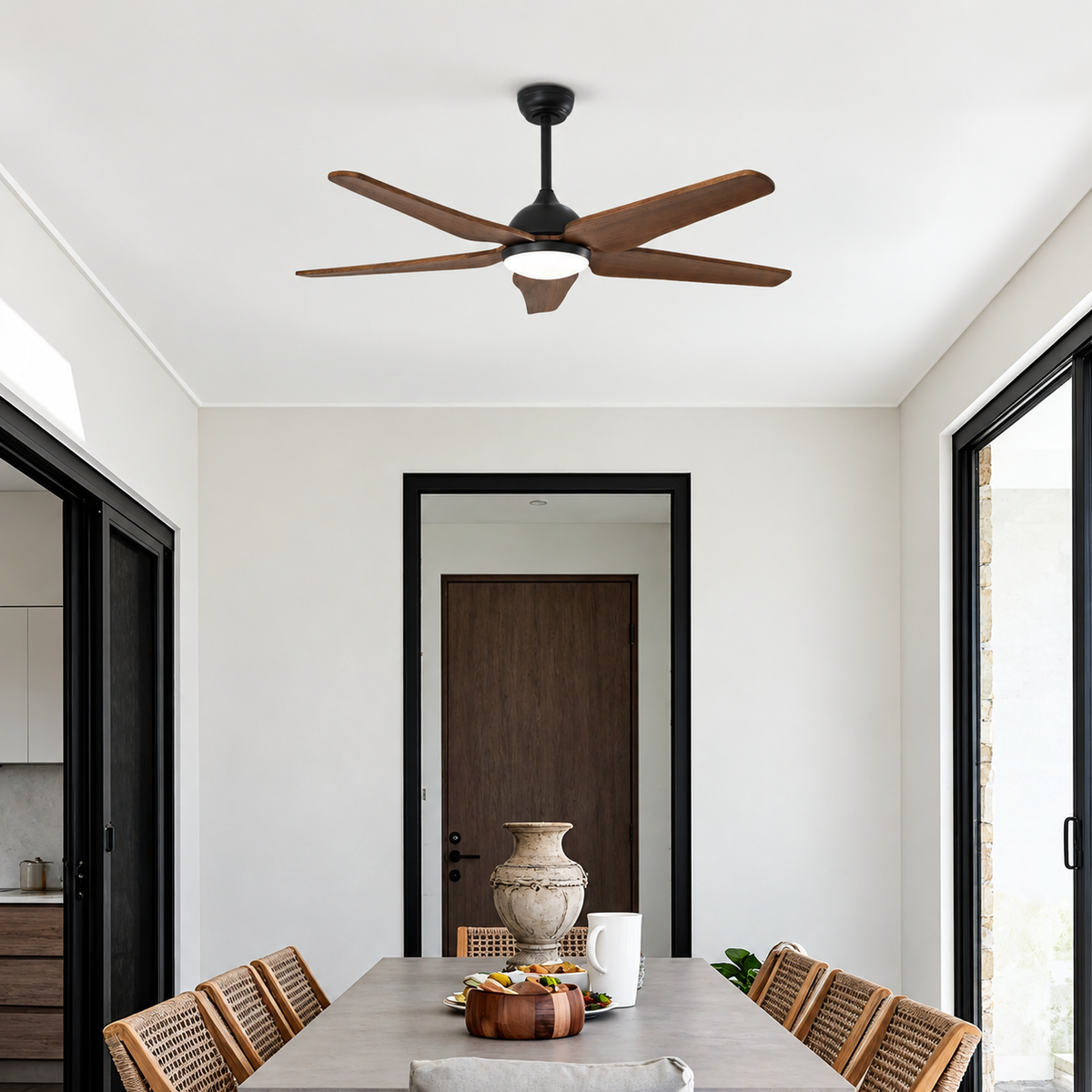 52 Inch 5-Blade Wood Ceiling Fan with LED Light and Remote