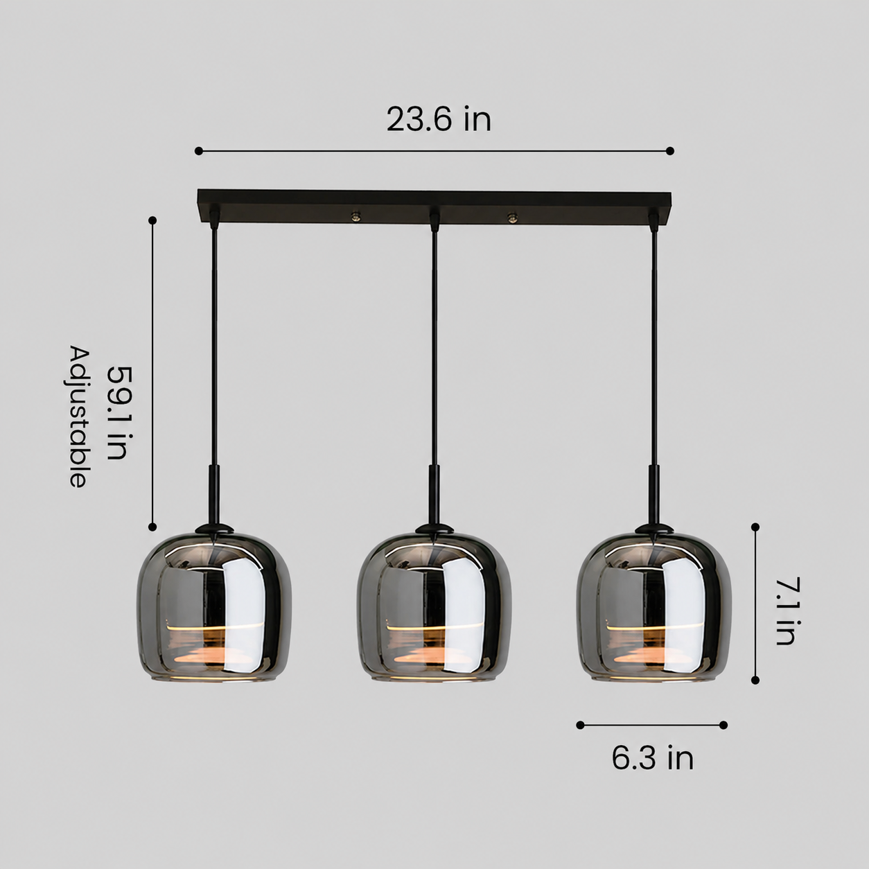 Ardelle Modern Smoked Glass Pendant Light – Luxury Kitchen Island & Dining Room Ceiling Fixture