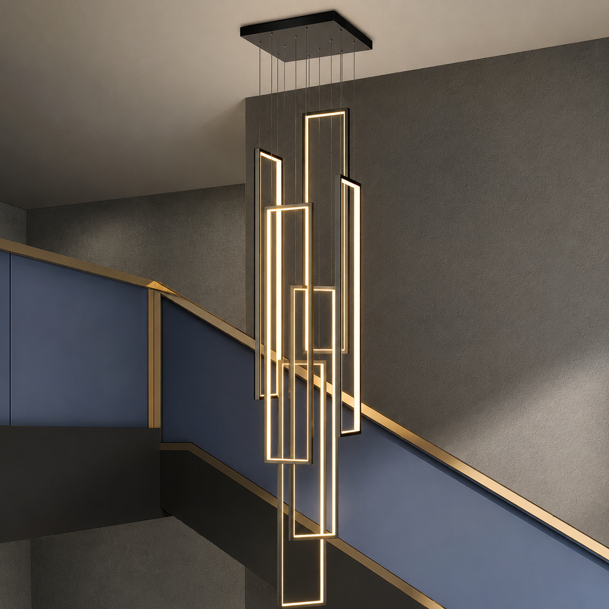 Aureline Modern Geometric LED Staircase Chandelier