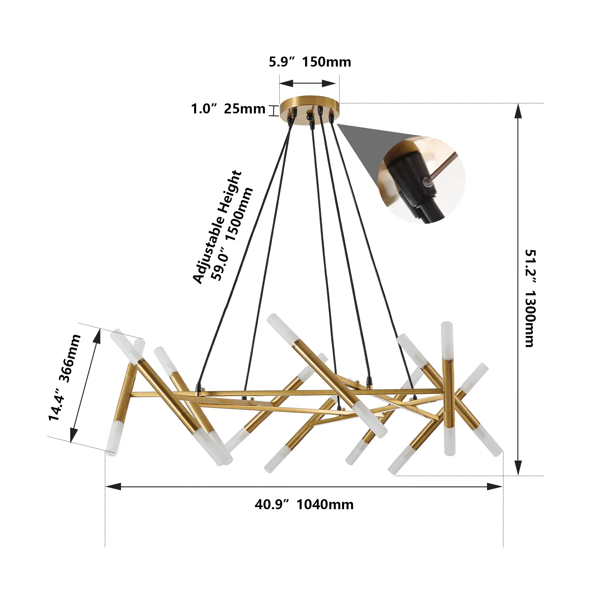 Aurevia Modern Branch Gold Chandelier