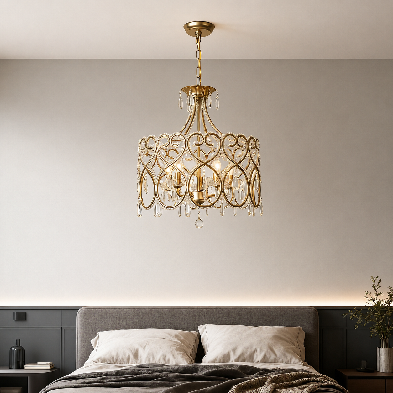 Bellecour Vintage Crystal Chandelier French Country Iron Ceiling Light