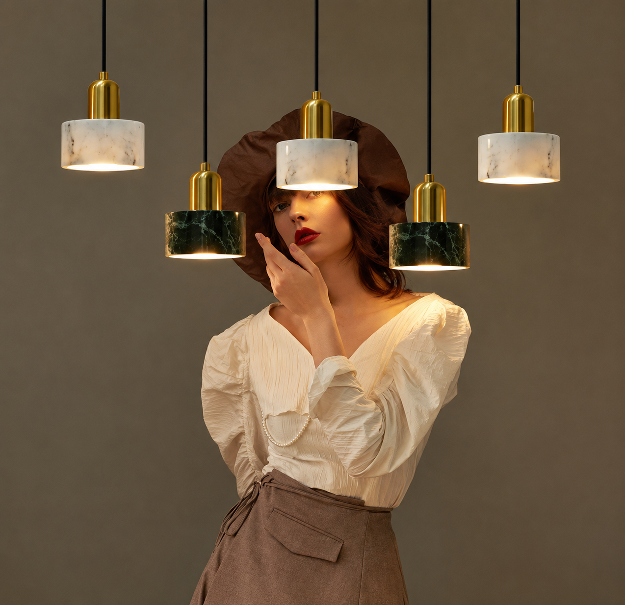 Calista Modern Marble Pendant Light – Minimalist Ceiling Fixture