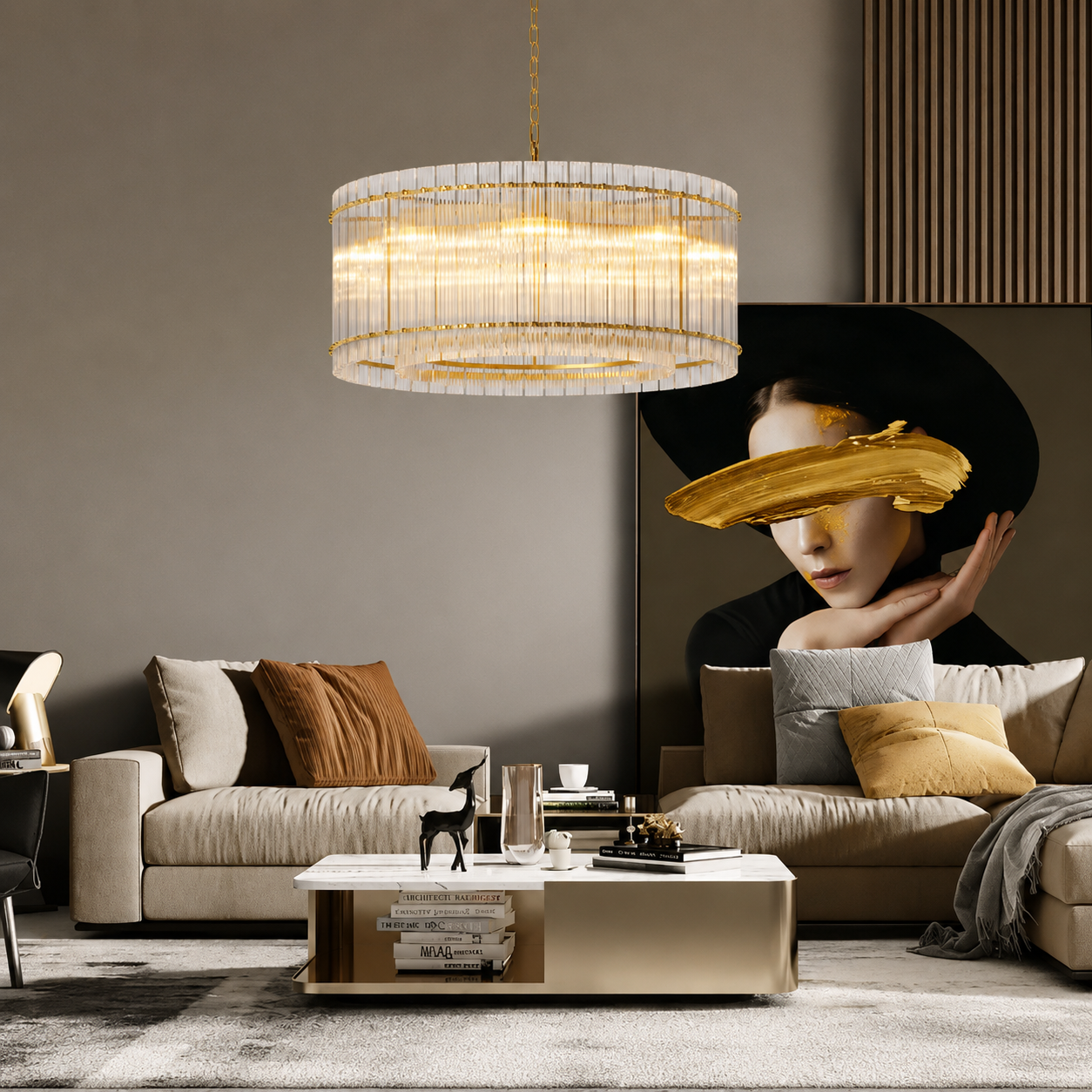 Cascadia Modern Water Ripple Glass Chandelier – Luxury Dining Room & Living Room Ceiling Light