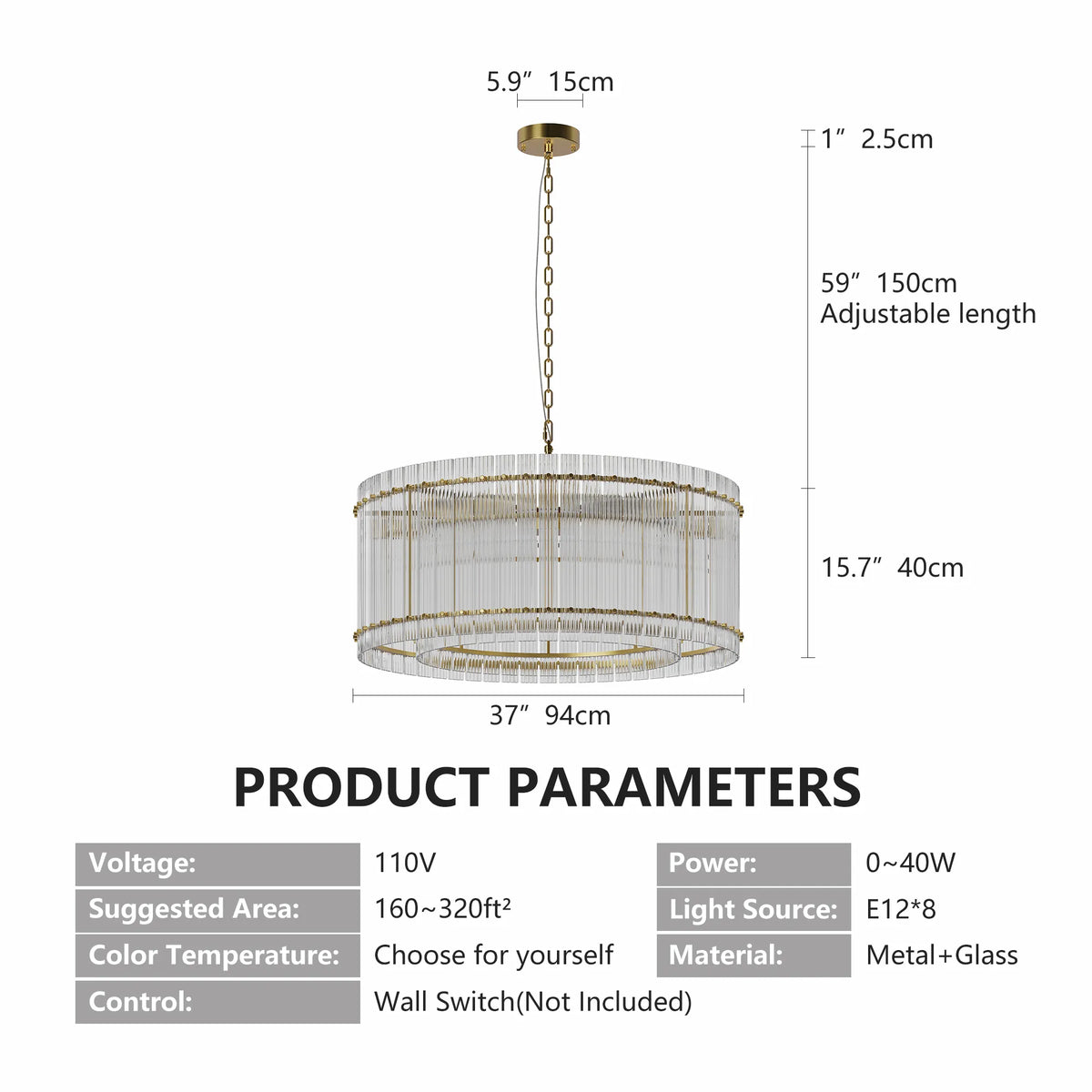 Cascadia Modern Water Ripple Glass Chandelier – Luxury Dining Room & Living Room Ceiling Light
