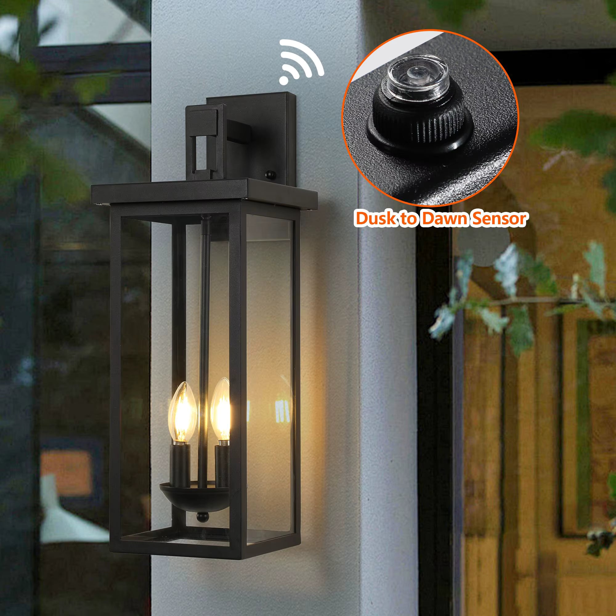 Dusk to Dawn Outdoor Wall Light – Modern Exterior Lantern with Sensor