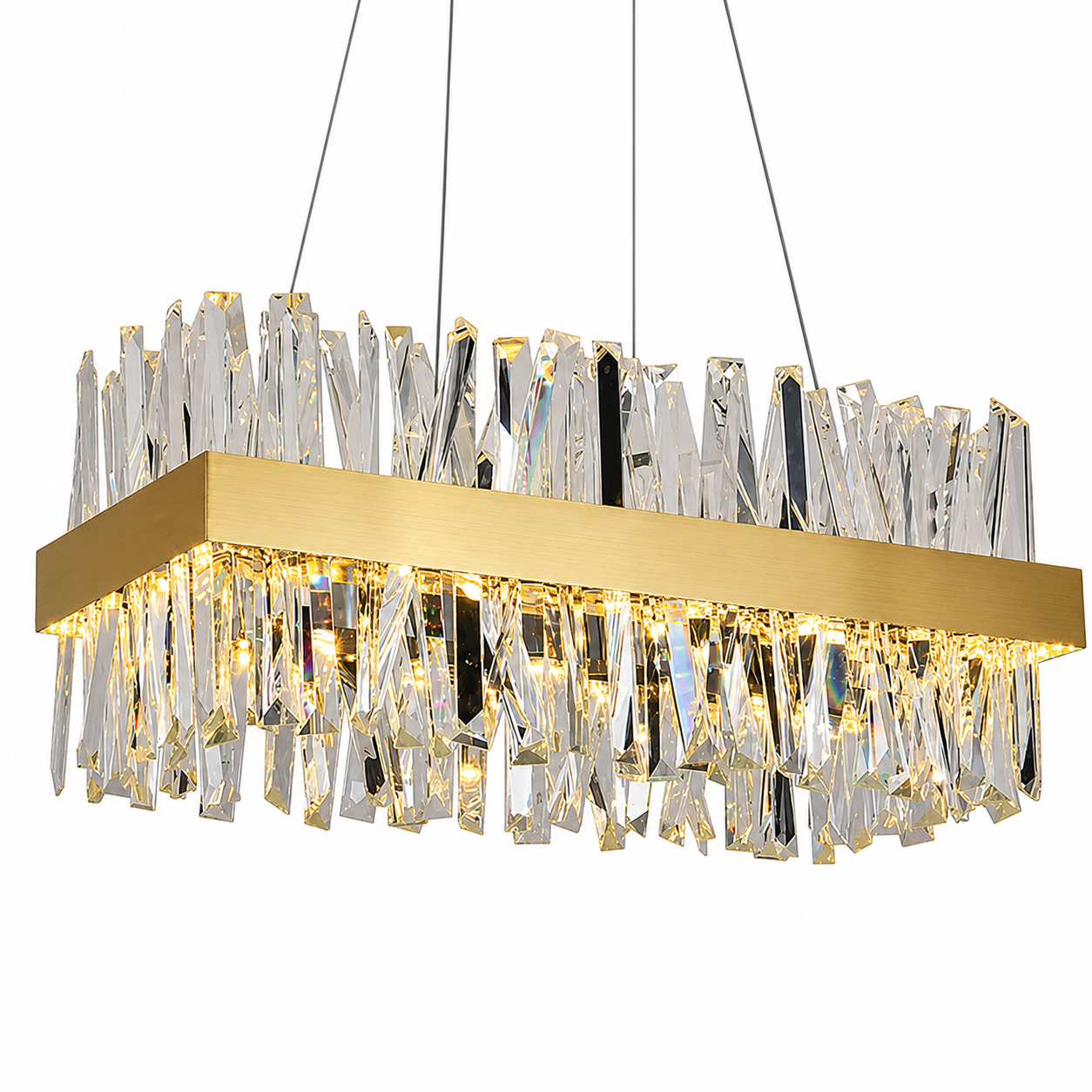 Élan Modern K9 Crystal Rectangle Chandelier – Luxury Dining Room Ceiling Light