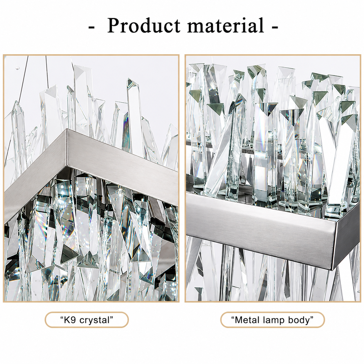 Élan Modern K9 Crystal Rectangle Chandelier – Luxury Dining Room Ceiling Light