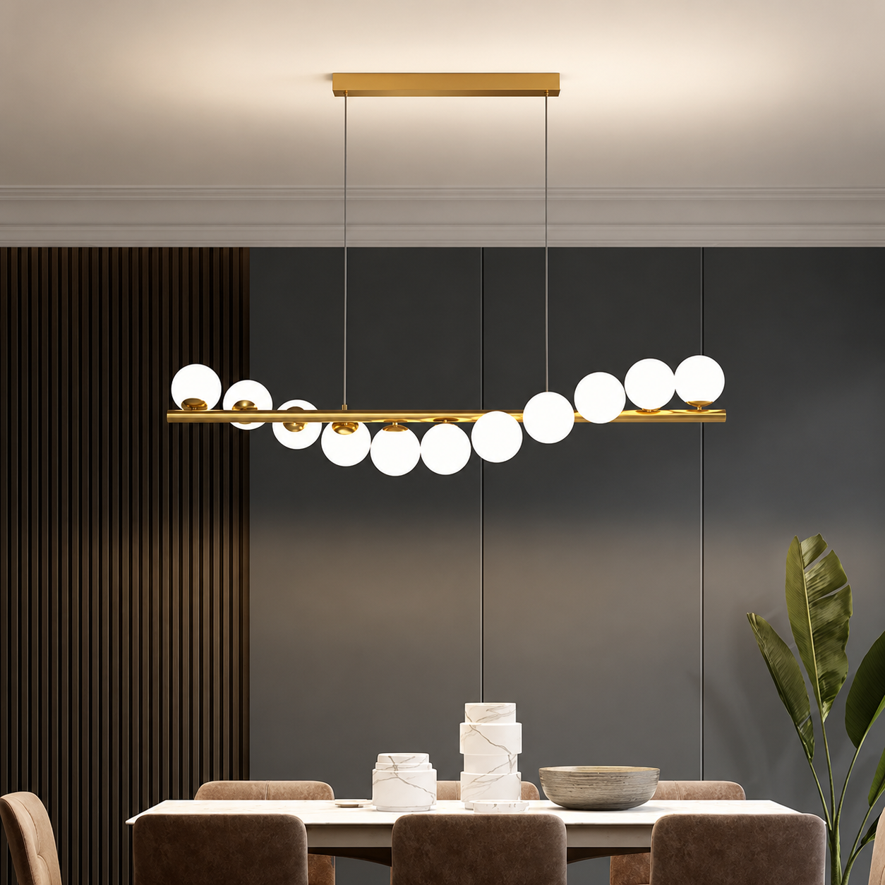 Elaris Modern Linear Glass Globe Pendant Light Luxury Kitchen Island Lighting