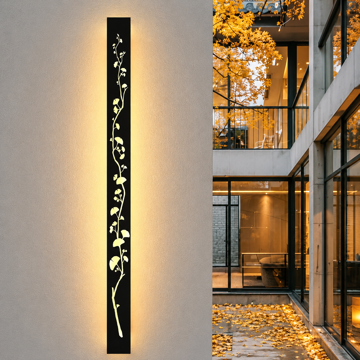 FloraLux Long Linear Outdoor Wall Light – Decorative Stainless Steel LED Garden Sconce
