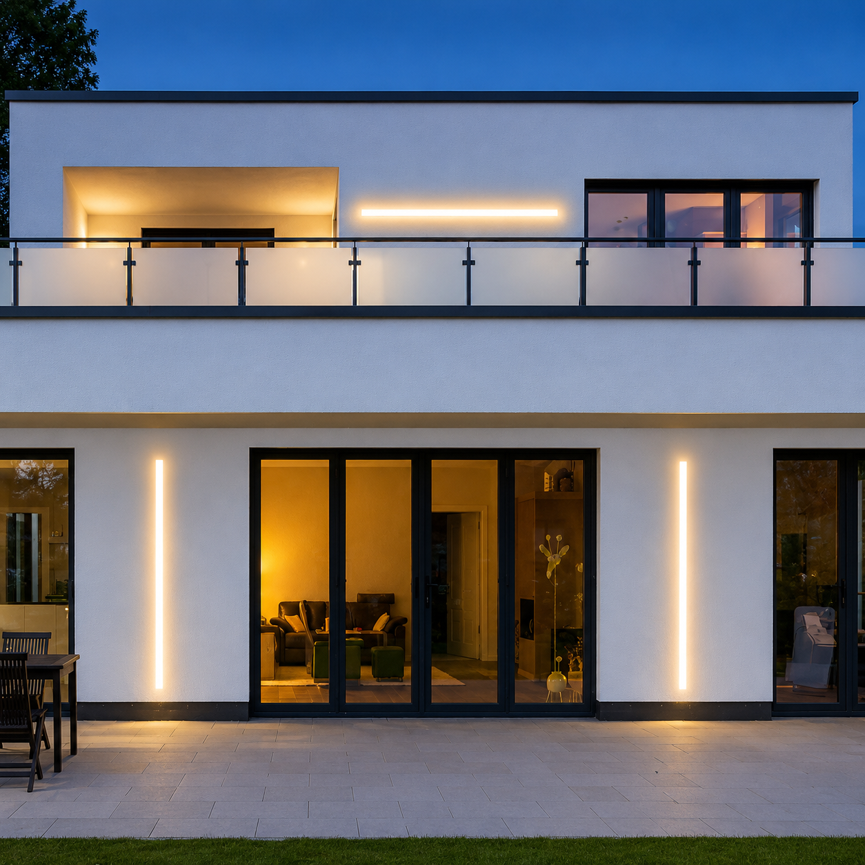 HaloLine White Long Linear Outdoor Wall Light