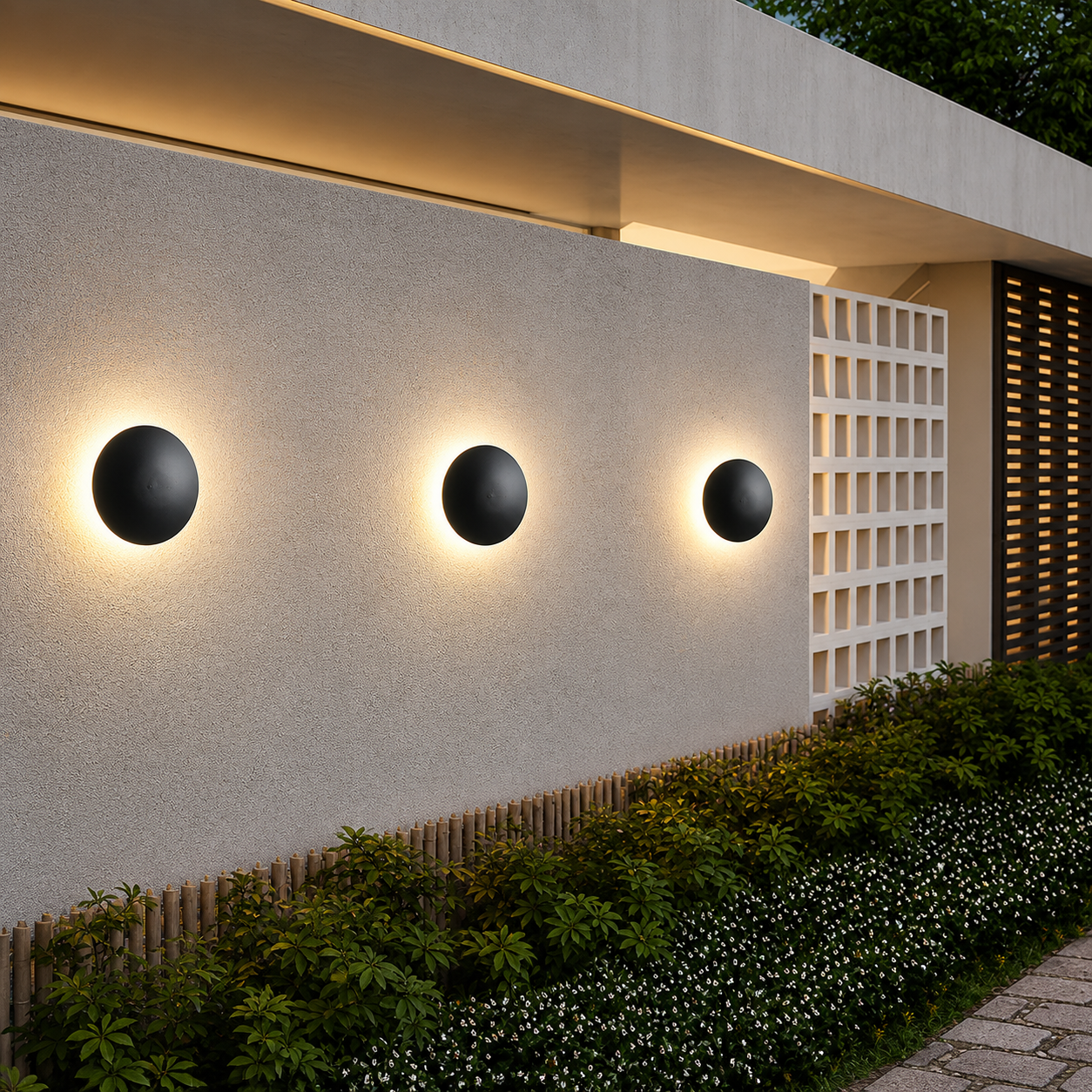 LumaRing Modern Round LED Outdoor Wall Light – Waterproof Exterior Wall Sconce Black