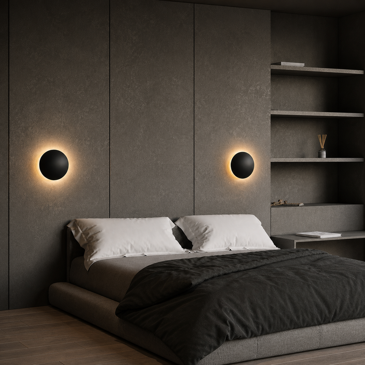 LumaRing Modern Round LED Outdoor Wall Light – Waterproof Exterior Wall Sconce Black