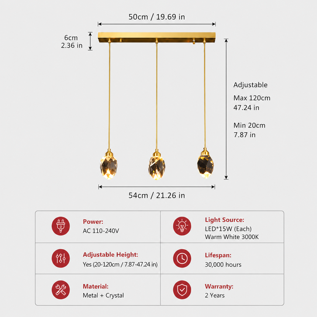 LumiGem Modern Crystal Pendant Light – Luxury Gold LED Hanging Fixture