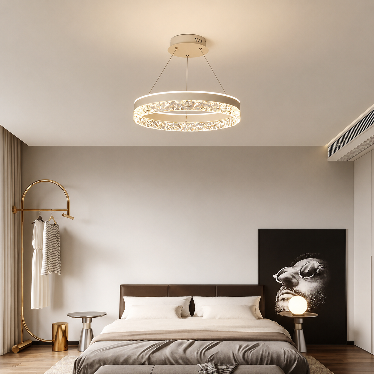Luminara Crystal Halo LED Ring Chandelier Modern Luxury Ceiling Light