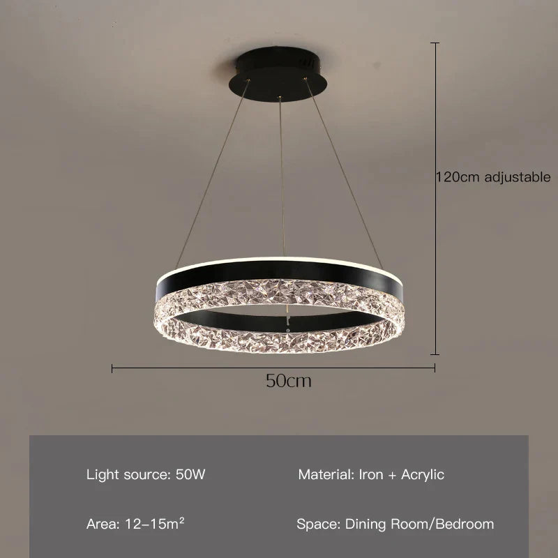 Luminara Crystal Halo LED Ring Chandelier Modern Luxury Ceiling Light