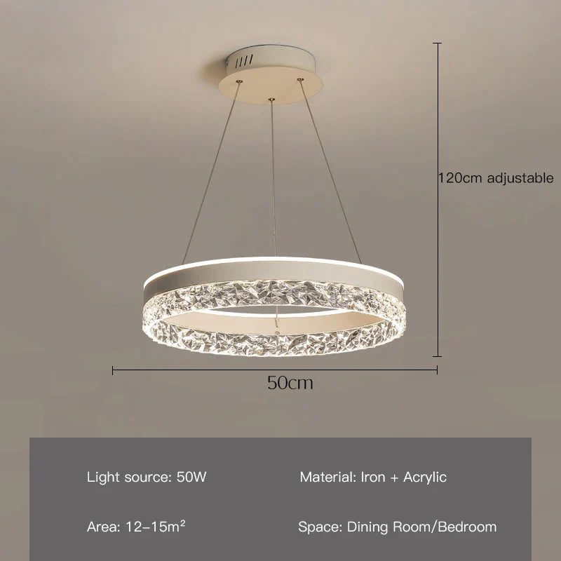 Luminara Crystal Halo LED Ring Chandelier Modern Luxury Ceiling Light