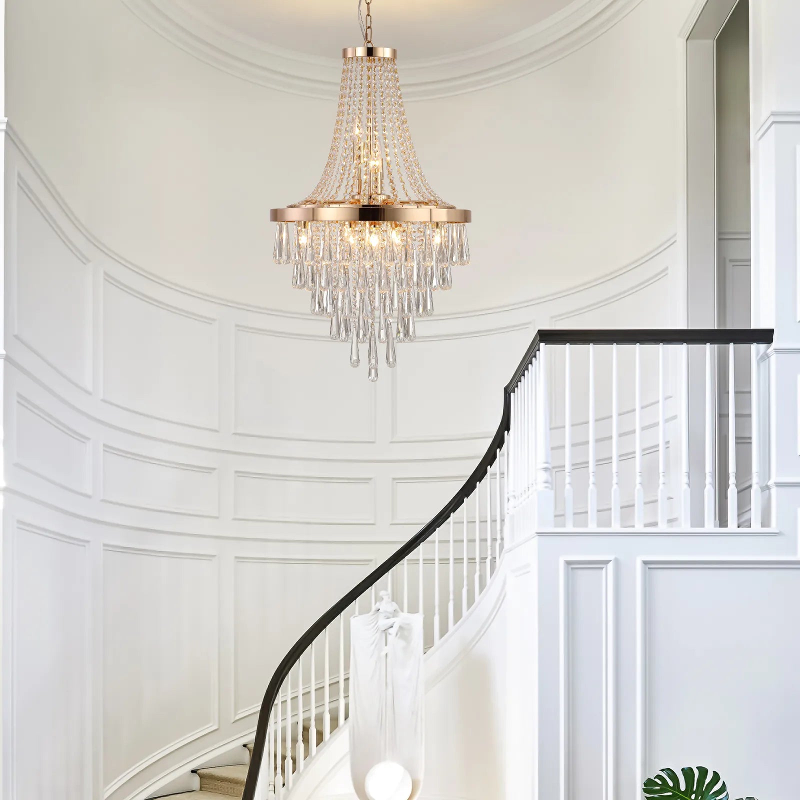 Luminara Gold K9 Crystal Tiered Chandelier for Foyers, Dining Rooms & Luxury Hotels