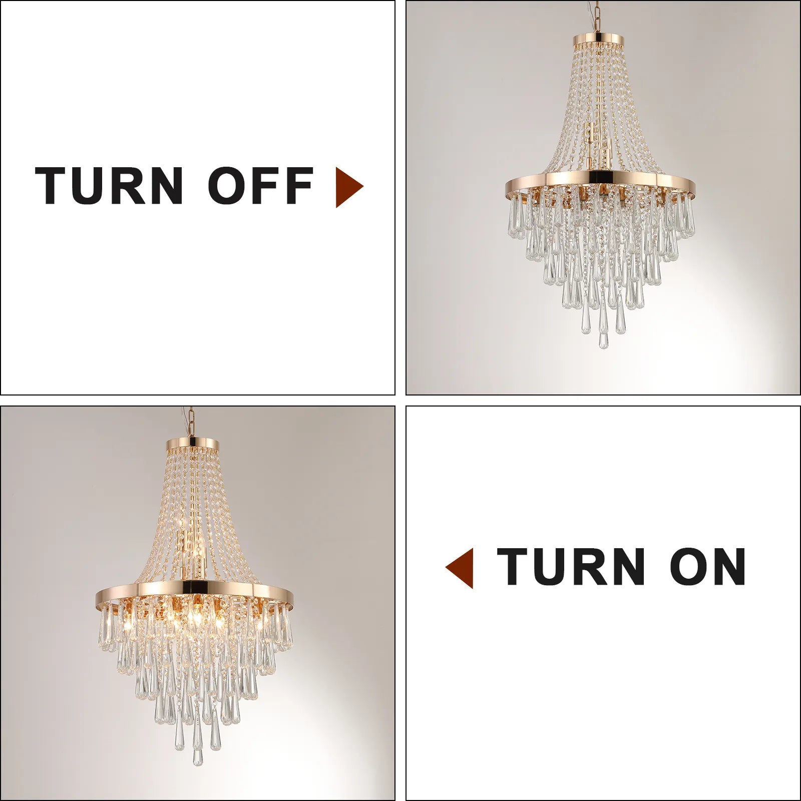 Luminara Gold K9 Crystal Tiered Chandelier for Foyers, Dining Rooms & Luxury Hotels