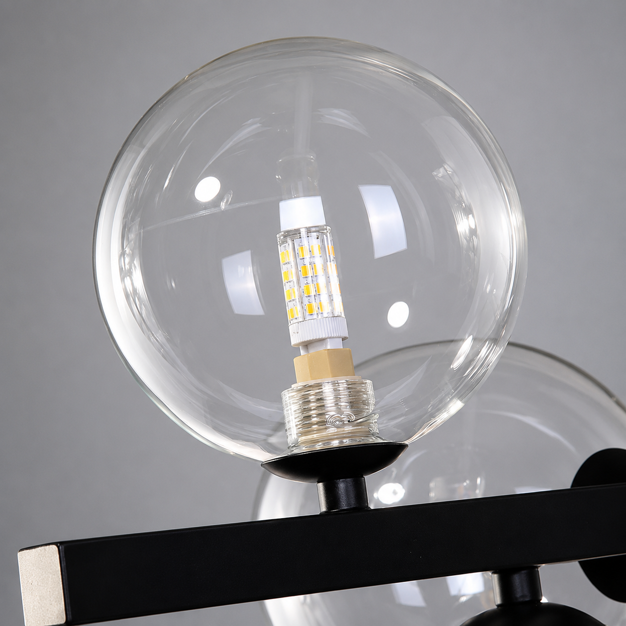 Lunaro Modern Glass Globe & LED Ring Pendant Light