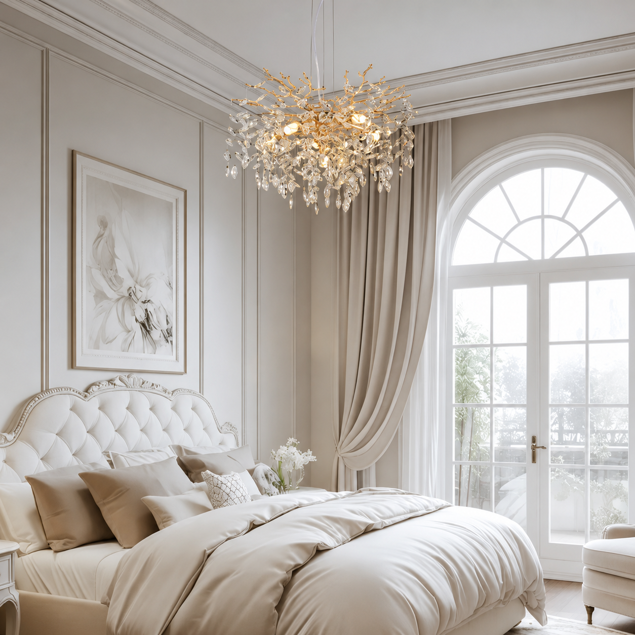 Luxury K9 Crystal Gold Tree Branch Chandelier – 6-Light Dining Room Ceiling Light