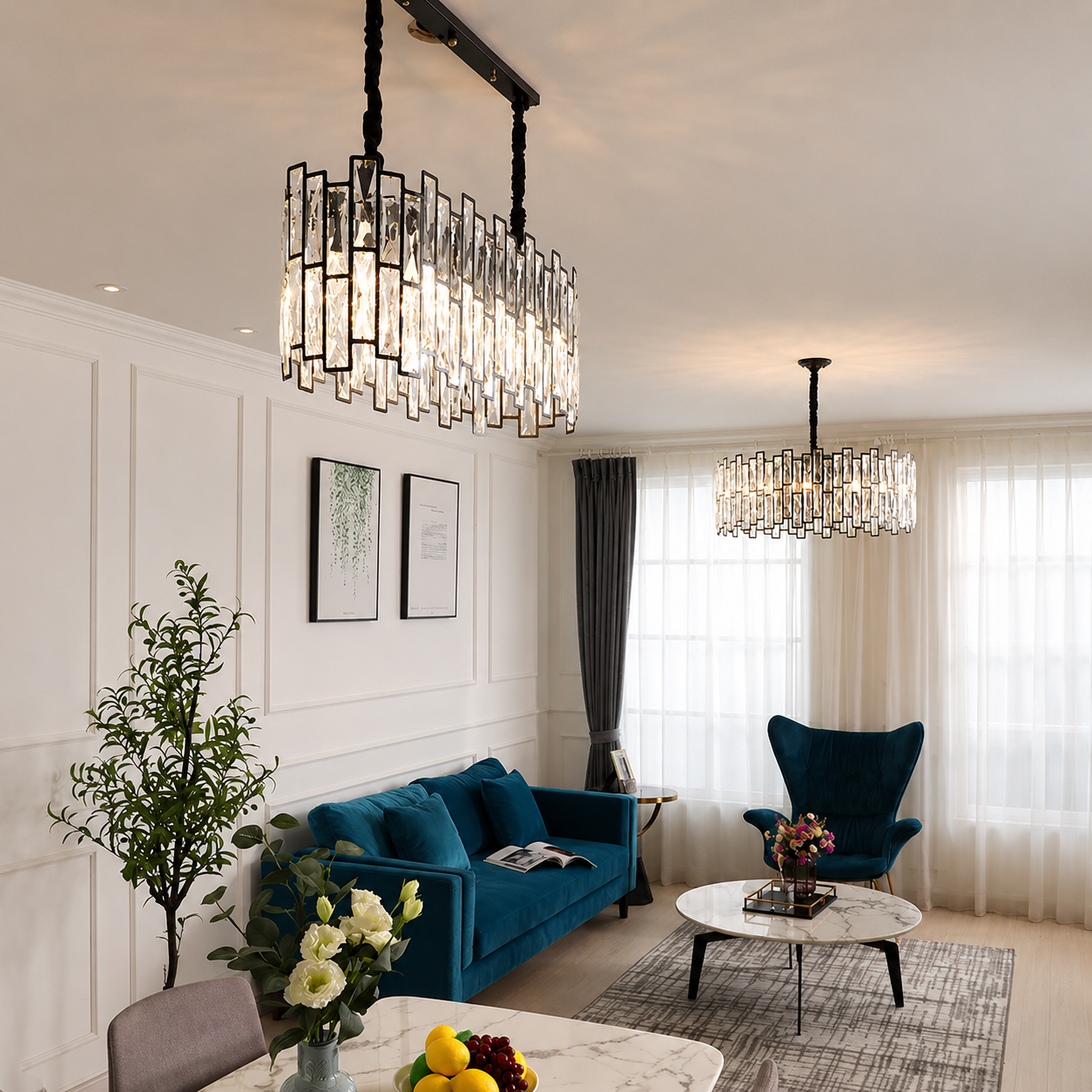 Modern K9 Crystal Round Chandelier – Luxury Gold LED Ceiling Light