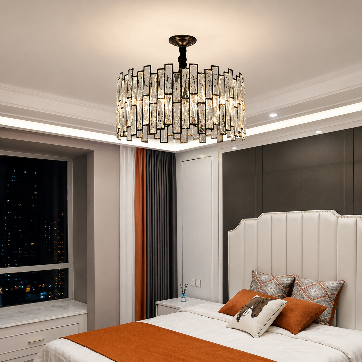 Modern K9 Crystal Round Chandelier – Luxury Gold LED Ceiling Light