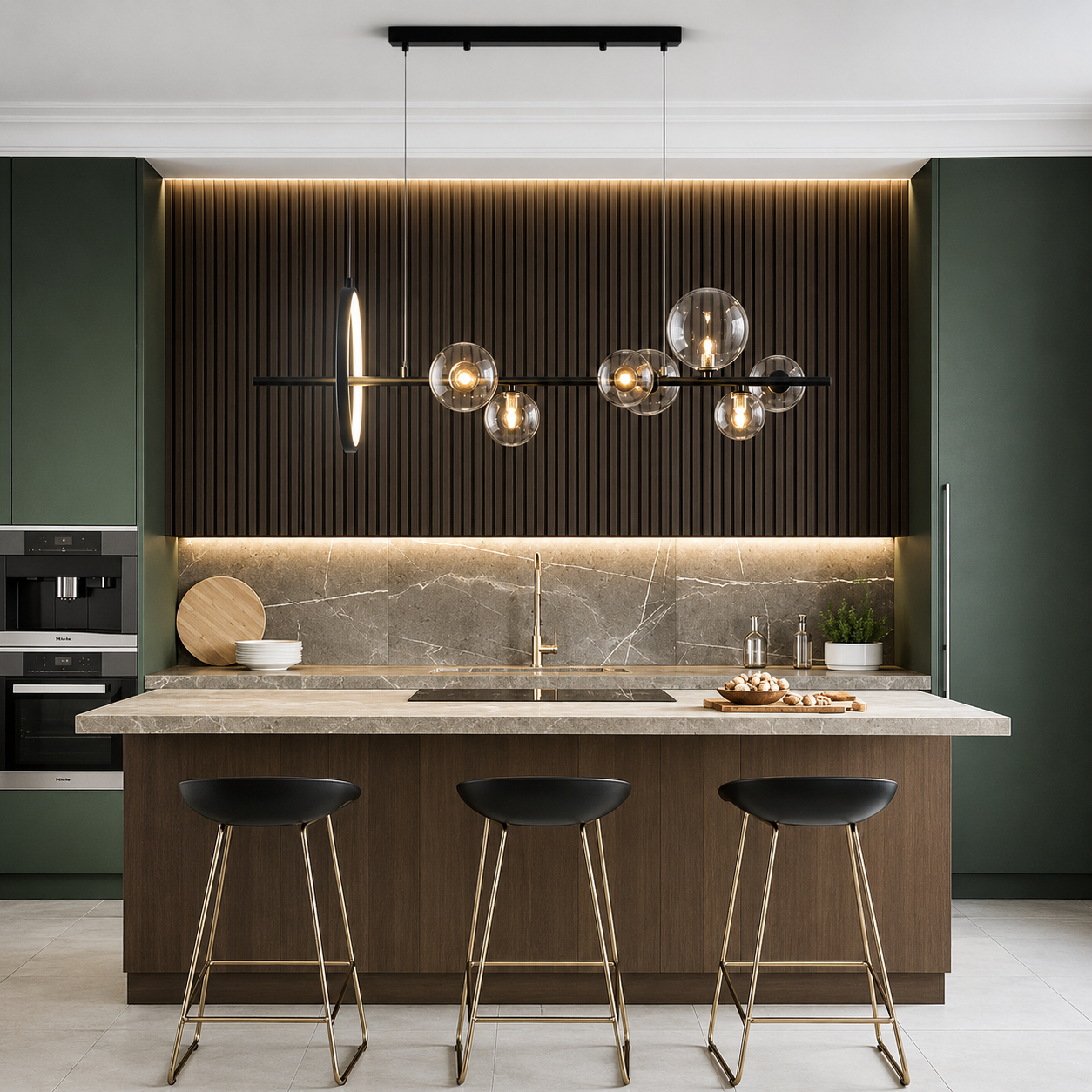 Modern Long Linear Glass Globe Pendant Chandelier – Luxury Dining Table & Kitchen Island Light