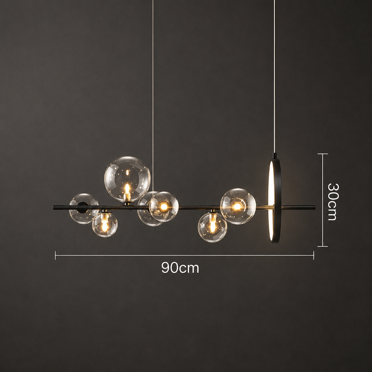 Modern Long Linear Glass Globe Pendant Chandelier – Luxury Dining Table & Kitchen Island Light