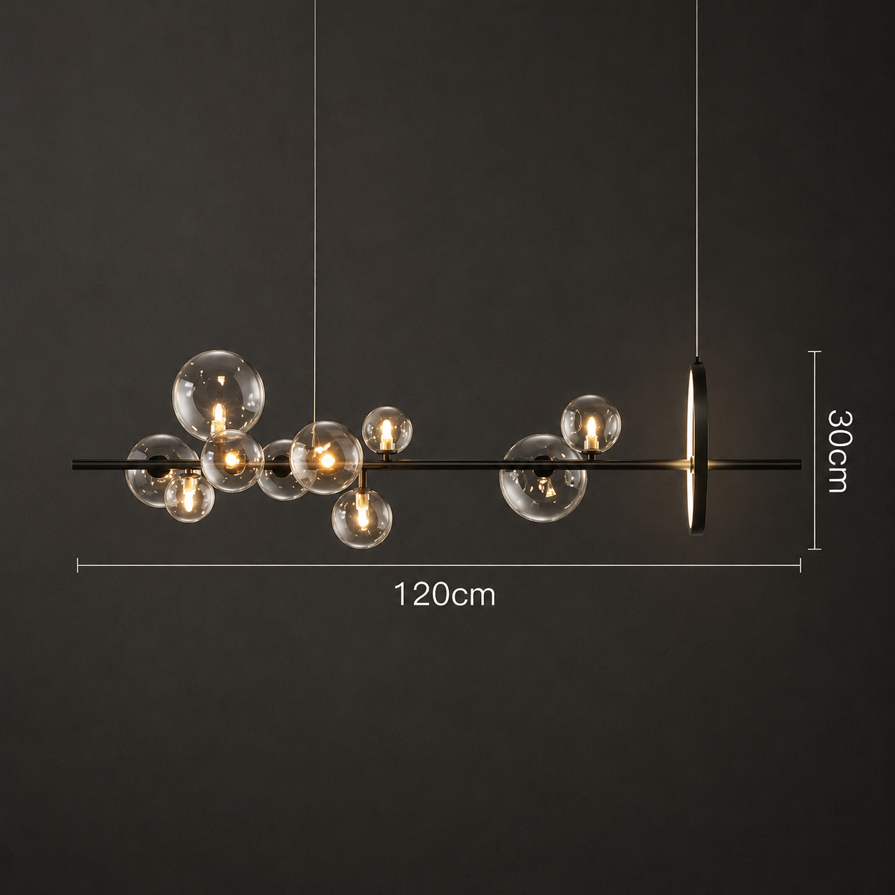 Modern Long Linear Glass Globe Pendant Chandelier – Luxury Dining Table & Kitchen Island Light