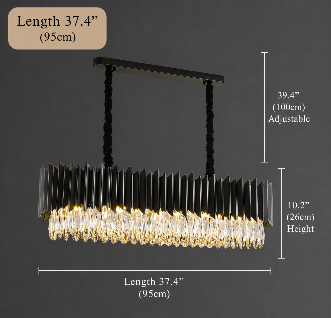 Modern Black K9 Crystal Chandelier – Luxury Dining & Living Room Ceiling Light