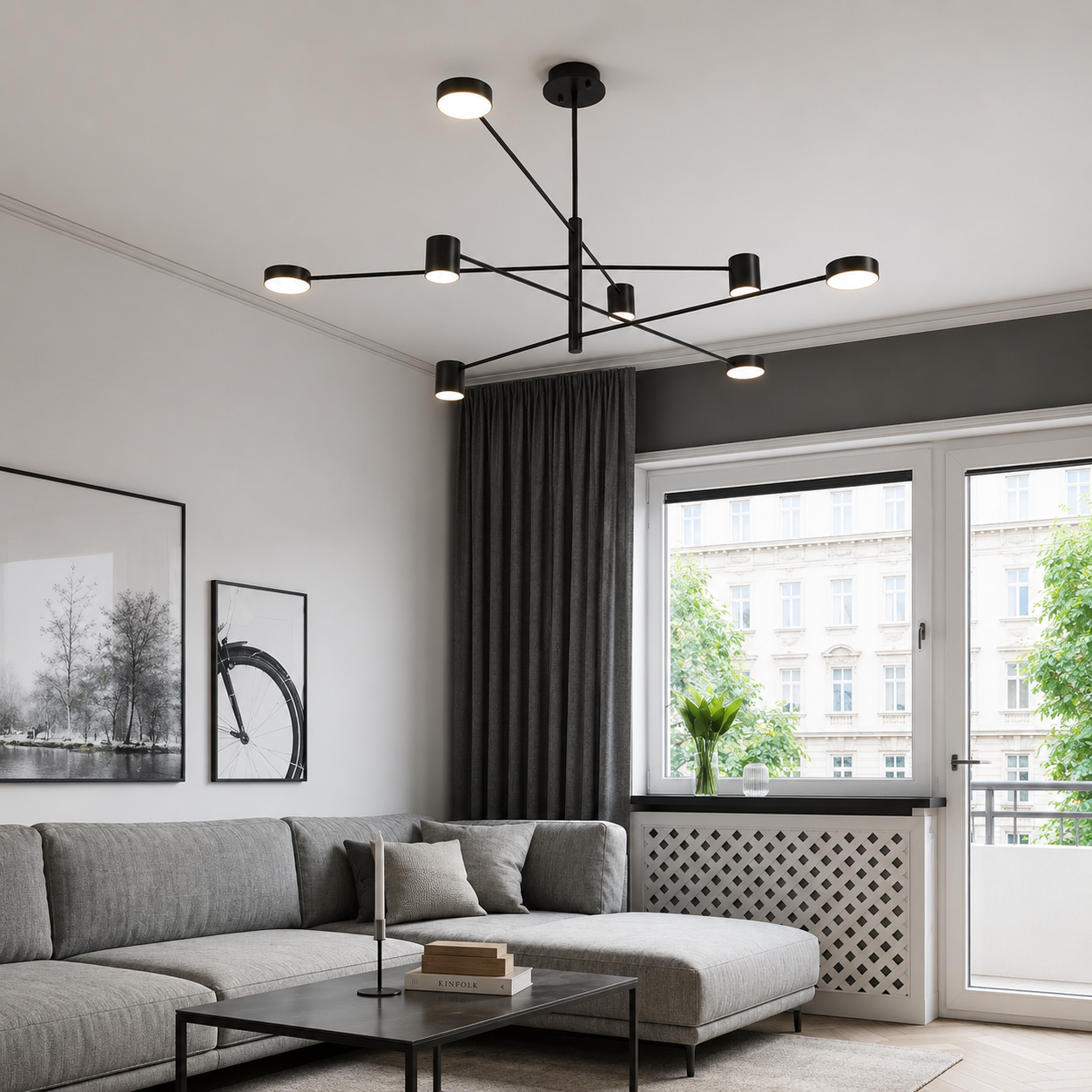 Modern LED Sputnik Chandelier – 3-Color Selectable Ceiling Light