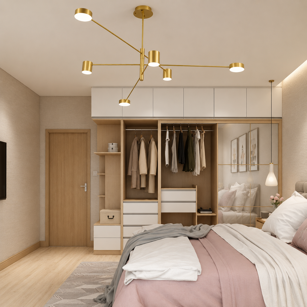 Modern LED Sputnik Chandelier – 3-Color Selectable Ceiling Light