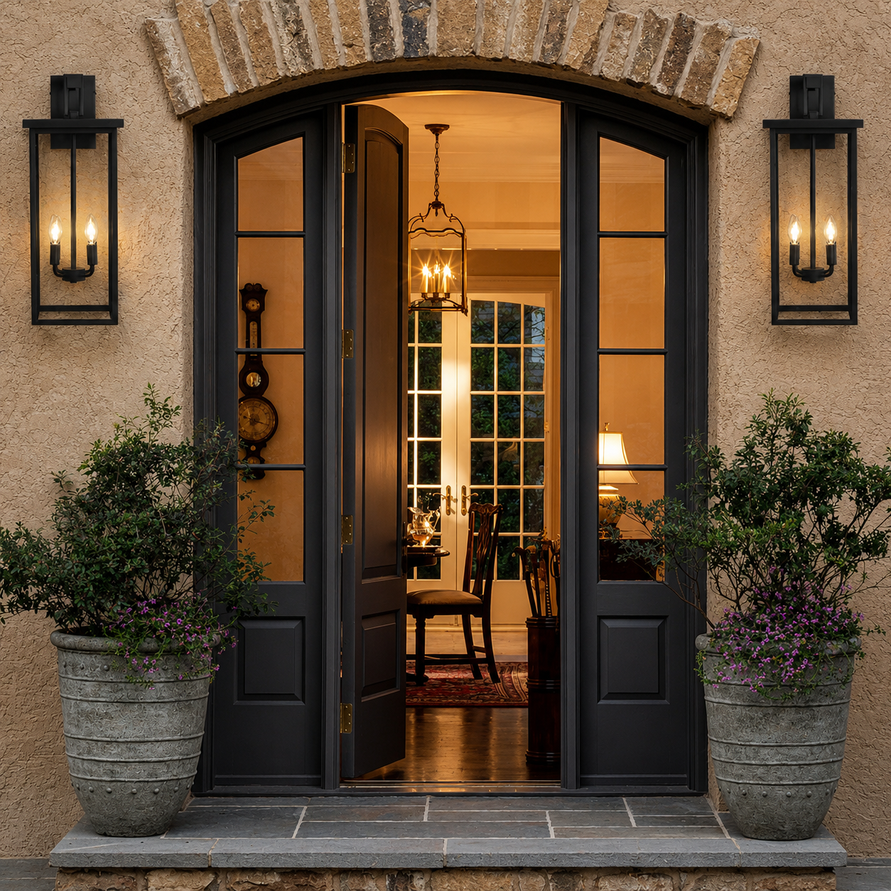 Monarch Large Outdoor Wall Light – Modern Black Exterior Lantern Fixture