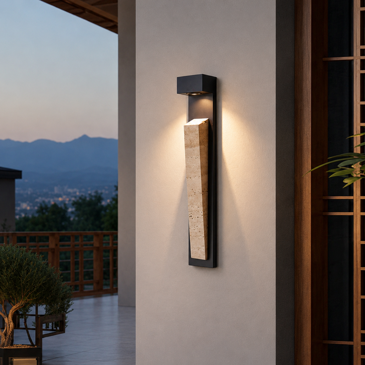 Natura Glow Stone Outdoor Wall Light Sensor