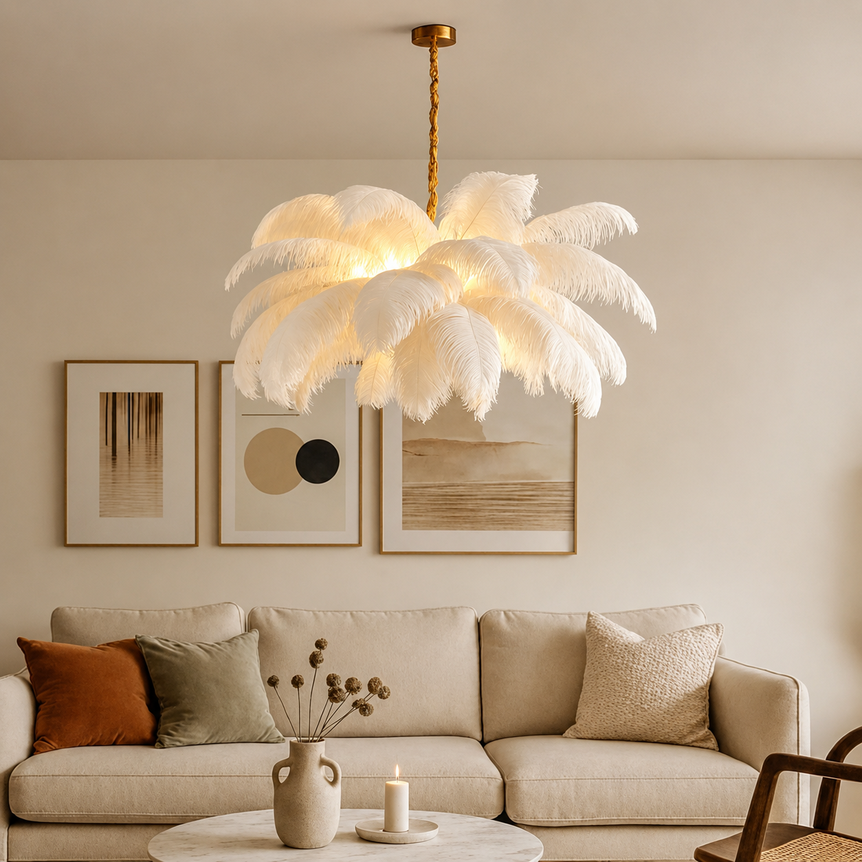 Noi Plume Luxury Feather Chandelier – Modern Designer Ceiling Light