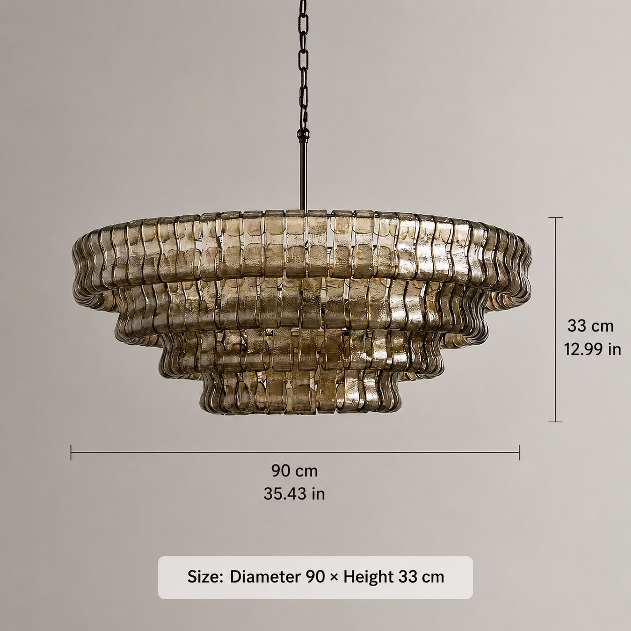 Noiré French-Inspired Luxury Smoked Glass Chandelier for Dining Room & Living Room