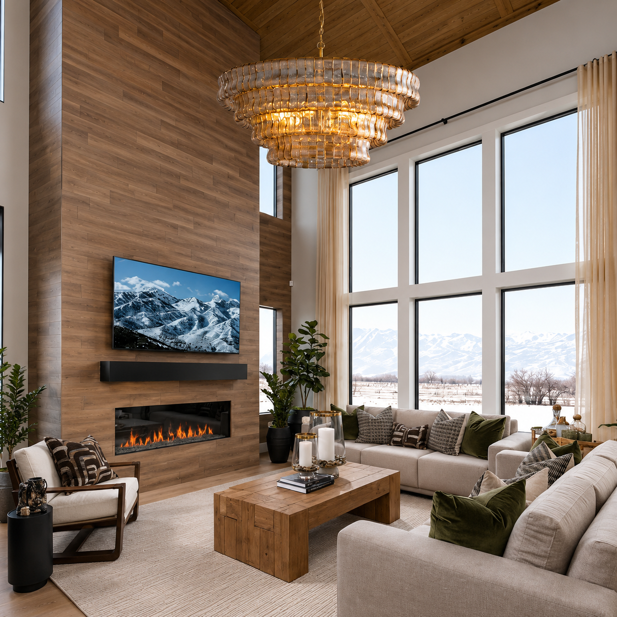 Noiré French-Inspired Luxury Smoked Glass Chandelier for Dining Room & Living Room