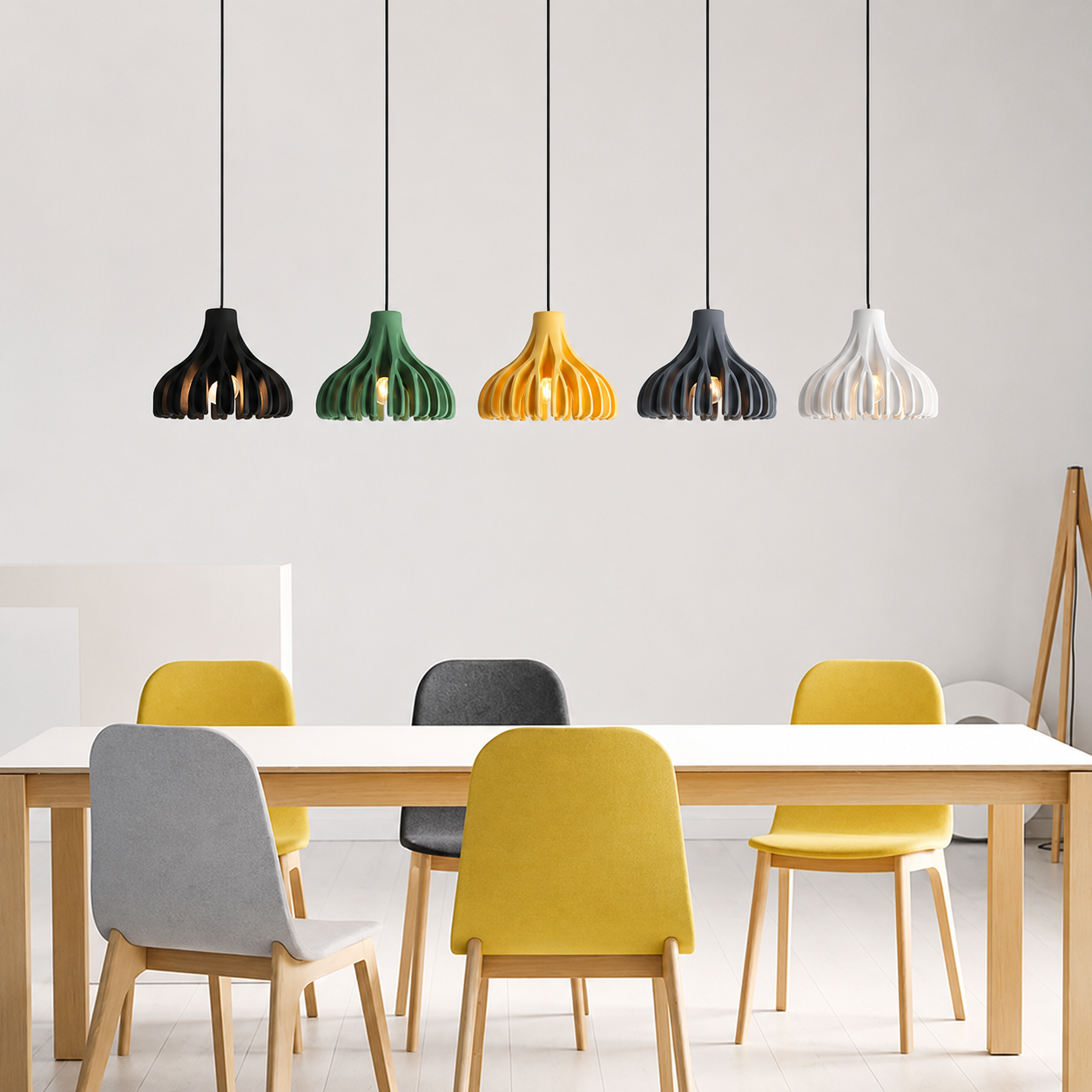 Norelia Nordic Sculptural Resin Pendant Light