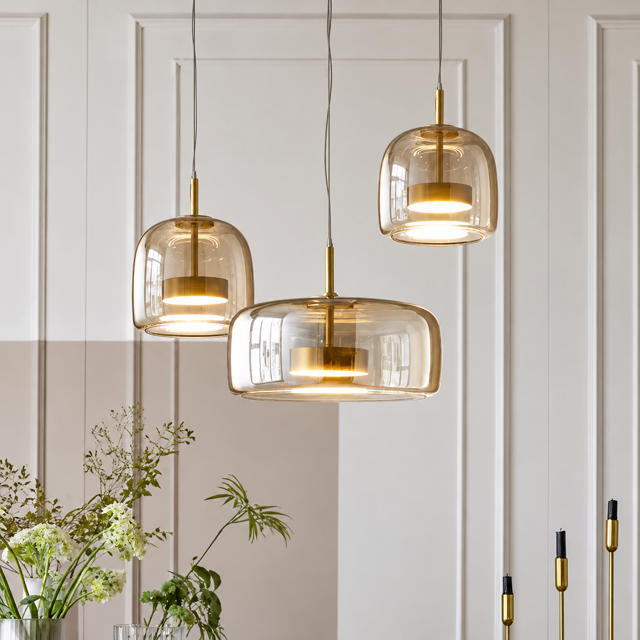 Orion Luxury Glass Pendant Ceiling Light for Kitchen Island & Dining Room
