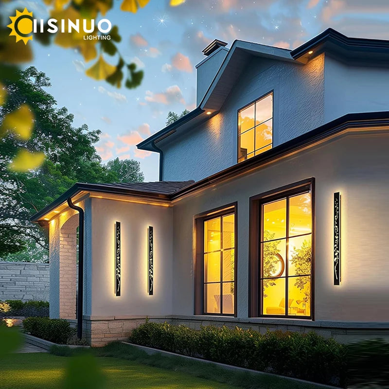FloraLux Long Linear Outdoor Wall Light – Decorative Stainless Steel LED Garden Sconce
