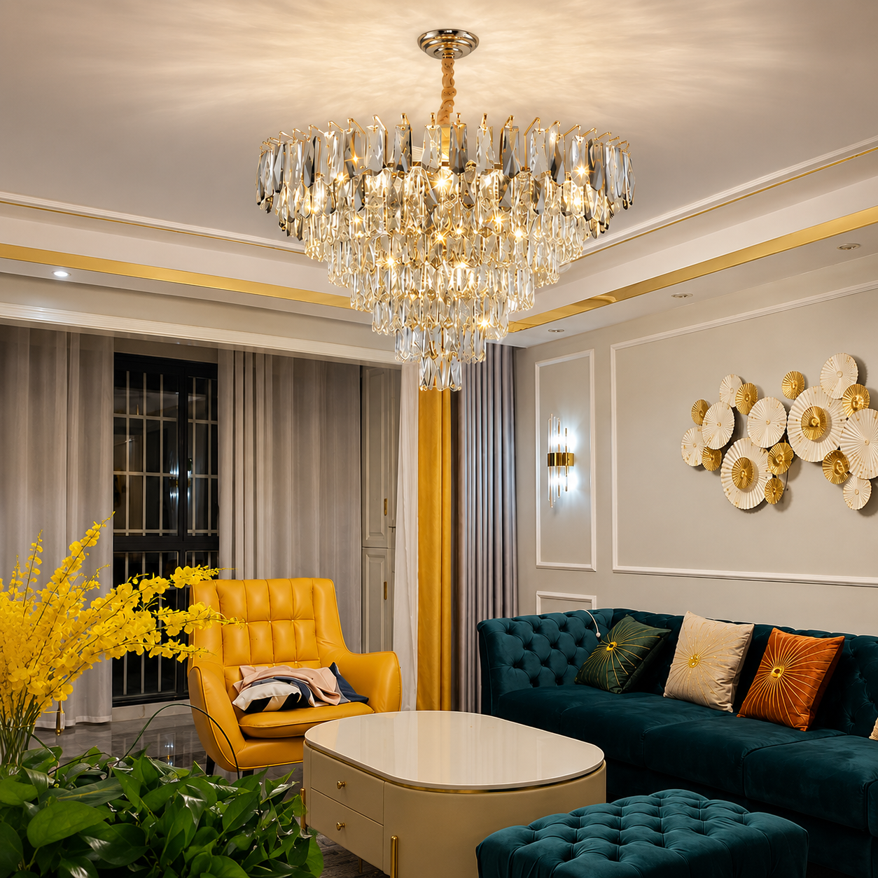Valenza Luxury K9 Crystal Tiered Chandelier