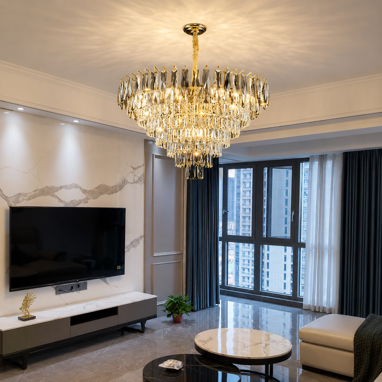 Valenza Luxury K9 Crystal Tiered Chandelier