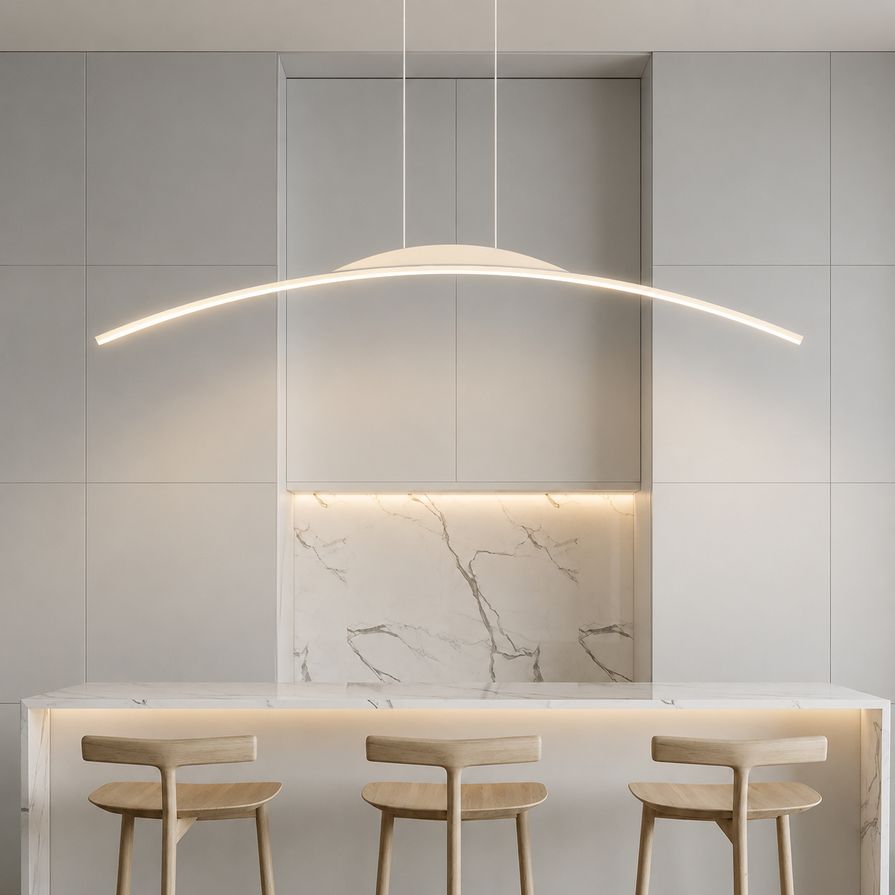 Velmora Modern linear Curved LED Pendant Light