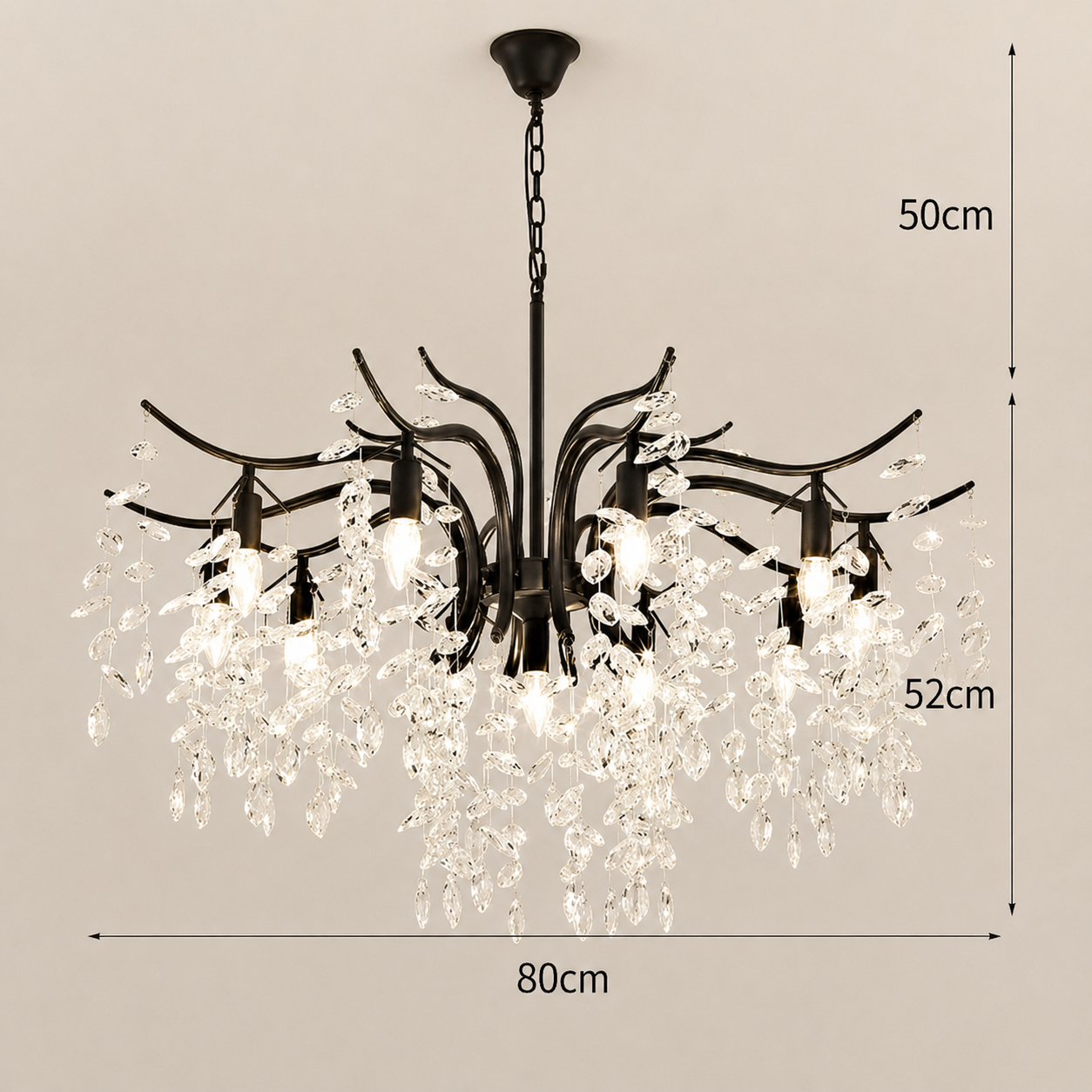 Veralune Branch Crystal Chandelier Modern Black & Gold Lighting