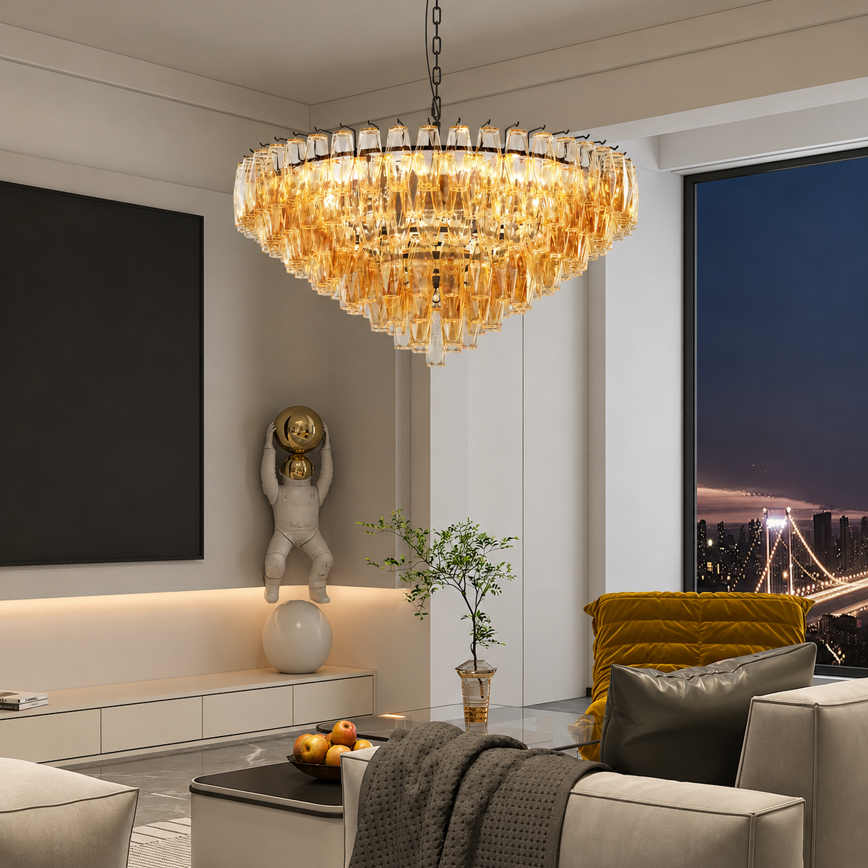 Vespera Luxury Champagne Glass Chandelier – Modern Dining Room Ceiling Light