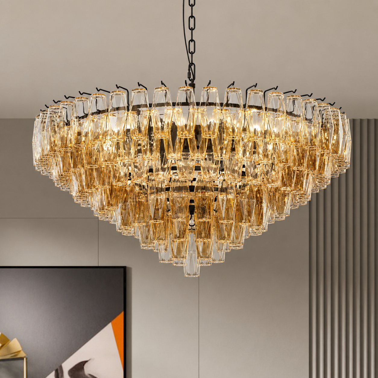 Vespera Luxury Champagne Glass Chandelier – Modern Dining Room Ceiling Light