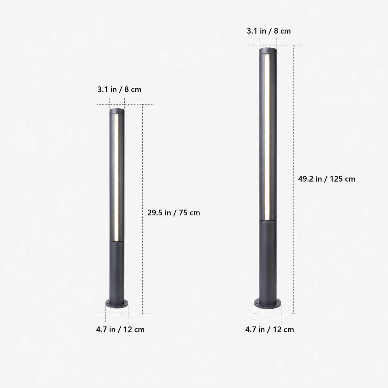 VetraLine Modern Outdoor LED Bollard Pathway Lights