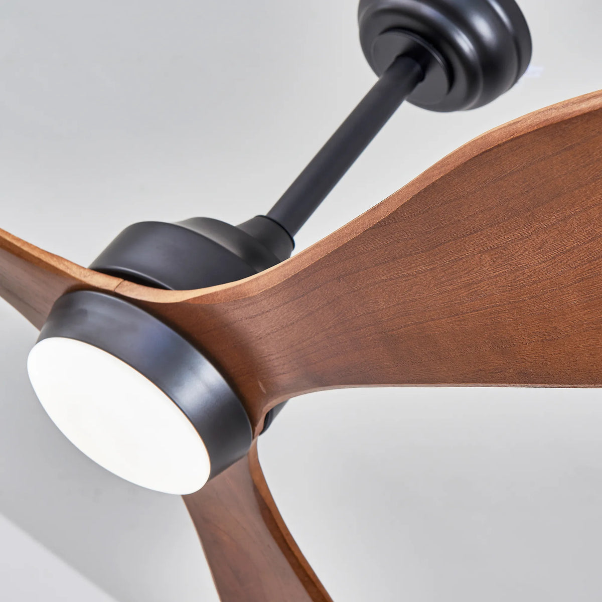 52 Inch 3-Blade Curved Wood Ceiling Fan with LED Light and Remote